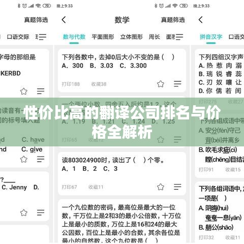 性价比高的翻译公司排名与价格全解析