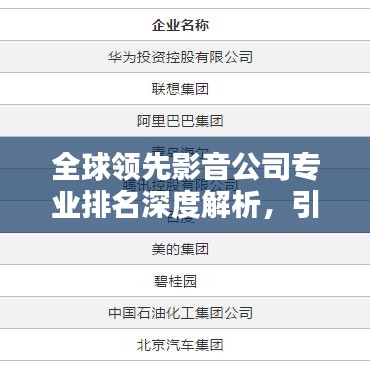全球领先影音公司专业排名深度解析，引领行业潮流的影音企业