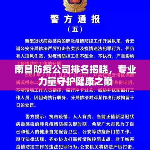 南昌防疫公司排名揭晓,专业力量守护健康之巅