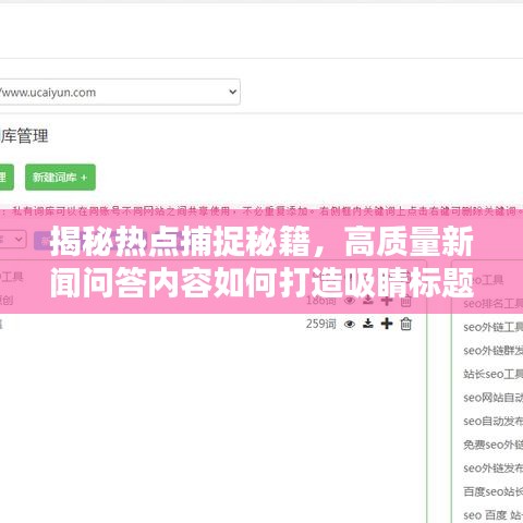 揭秘热点捕捉秘籍，高质量新闻问答内容如何打造吸睛标题？