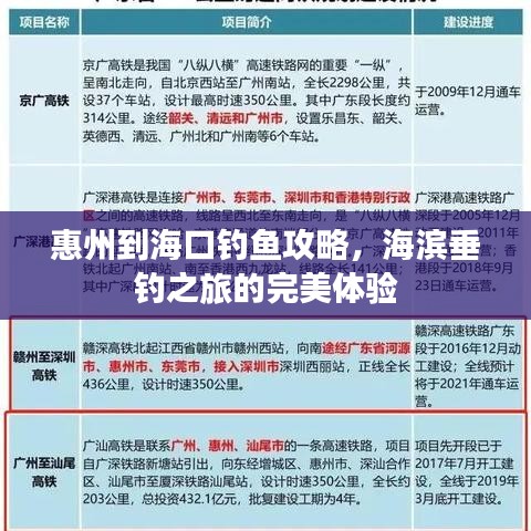 惠州到海口钓鱼攻略，海滨垂钓之旅的完美体验