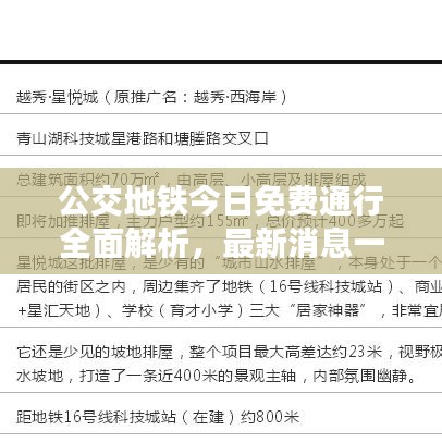 公交地铁今日免费通行全面解析，最新消息一网打尽