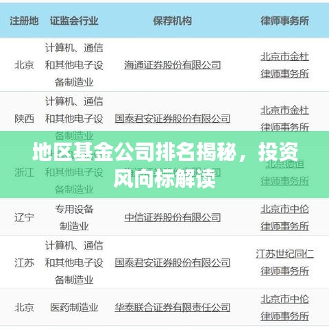 地区基金公司排名揭秘，投资风向标解读