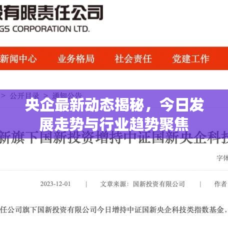央企最新动态揭秘，今日发展走势与行业趋势聚焦
