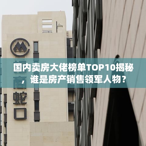 国内卖房大佬榜单TOP10揭秘,谁是房产销售领军人物?