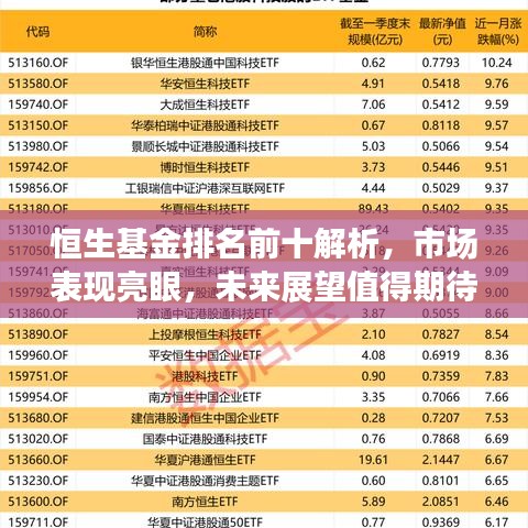 恒生基金排名前十解析，市场表现亮眼，未来展望值得期待