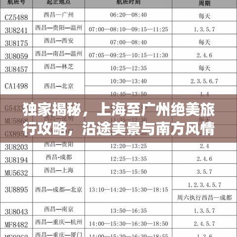 独家揭秘,上海至广州绝美旅行攻略,沿途美景与南方风情一网打尽