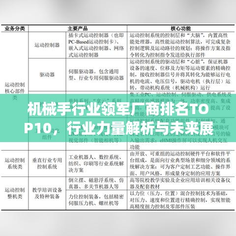 机械手行业领军厂商排名TOP10,行业力量解析与未来展望趋势