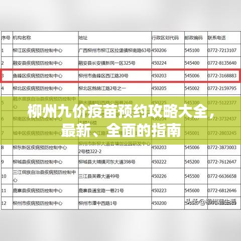 柳州九价疫苗预约攻略大全，最新、全面的指南