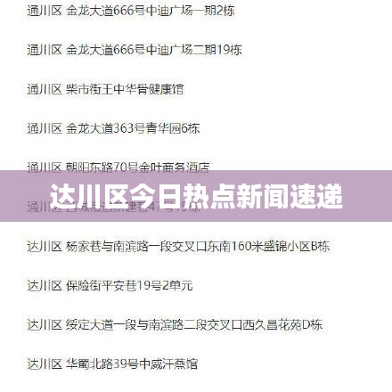 达川区今日热点新闻速递