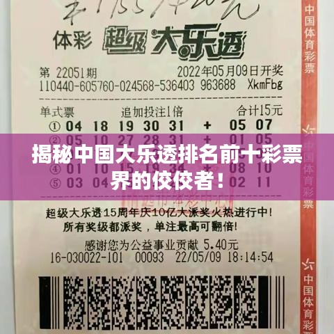 揭秘中国大乐透排名前十彩票界的佼佼者！