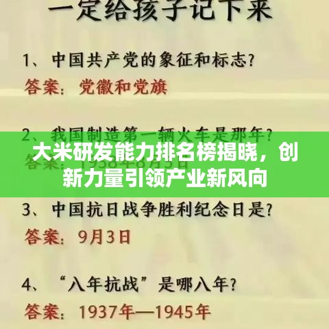大米研发能力排名榜揭晓，创新力量引领产业新风向