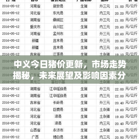 中义今日猪价更新，市场走势揭秘，未来展望及影响因素分析