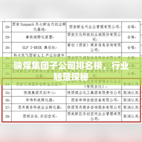 陕煤集团子公司排名榜，行业翘楚探秘