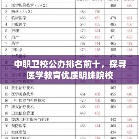 中职卫校公办排名前十，探寻医学教育优质明珠院校