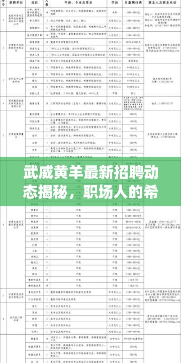 武威黄羊最新招聘动态揭秘，职场人的希望之地
