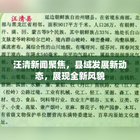 汪清新闻聚焦，县域发展新动态，展现全新风貌