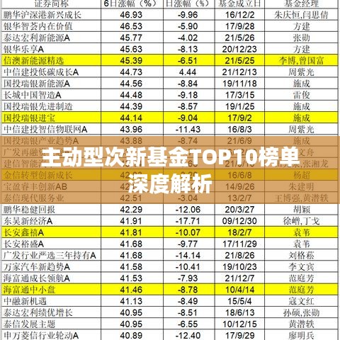 主动型次新基金TOP10榜单深度解析