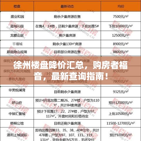 徐州楼盘降价汇总，购房者福音，最新查询指南！