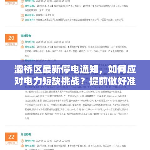 灞桥区最新停电通知，如何应对电力短缺挑战？提前做好准备！