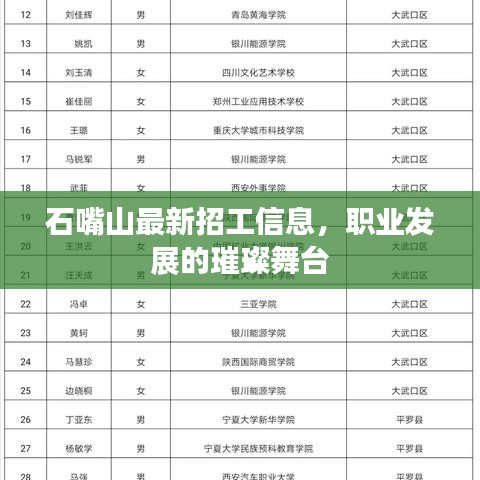石嘴山最新招工信息，职业发展的璀璨舞台