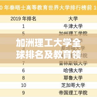 加洲理工大学全球排名及教育领域的卓越地位