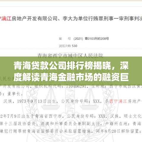 青海贷款公司排行榜揭晓，深度解读青海金融市场的融资巨头