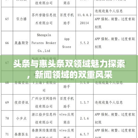 头条与惠头条双领域魅力探索，新闻领域的双重风采