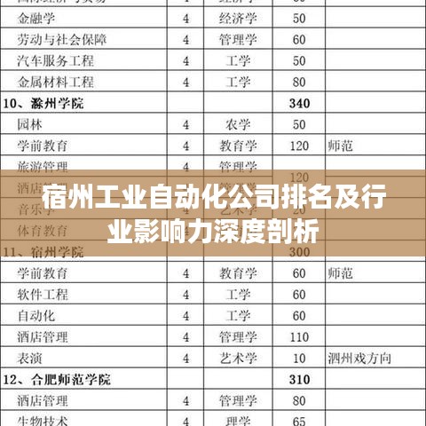 宿州工业自动化公司排名及行业影响力深度剖析