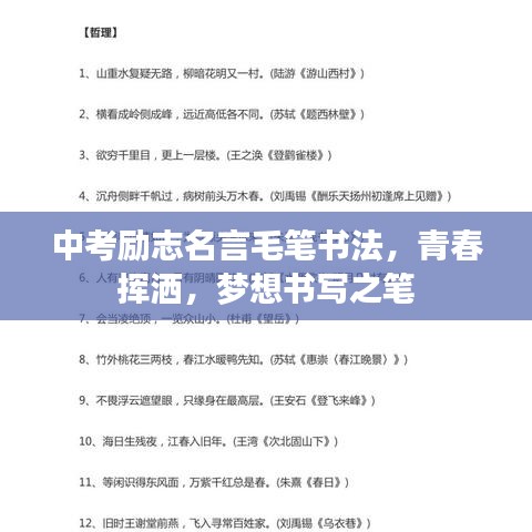 中考励志名言毛笔书法,青春挥洒,梦想书写之笔