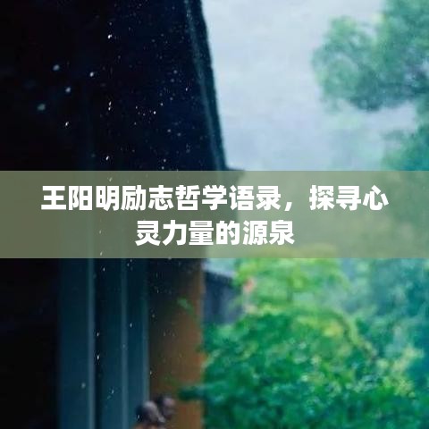 王阳明励志哲学语录，探寻心灵力量的源泉