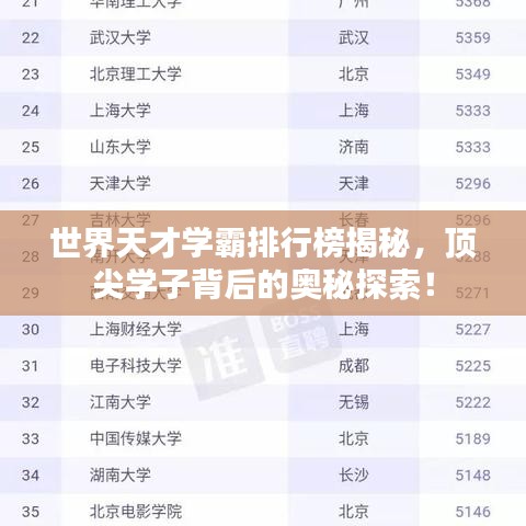 世界天才学霸排行榜揭秘,顶尖学子背后的奥秘探索!