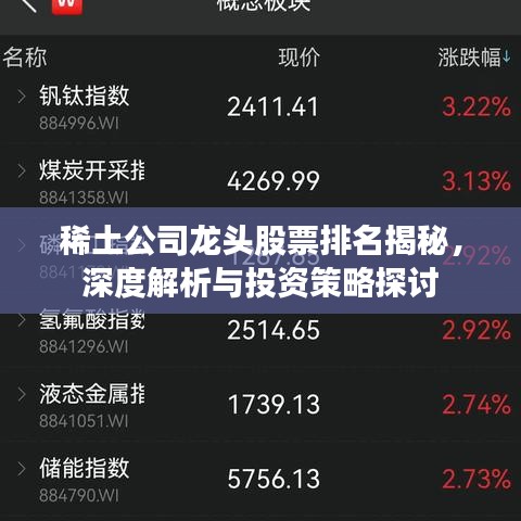 稀土公司龙头股票排名揭秘，深度解析与投资策略探讨