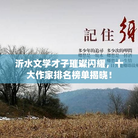 沂水文学才子璀璨闪耀，十大作家排名榜单揭晓！