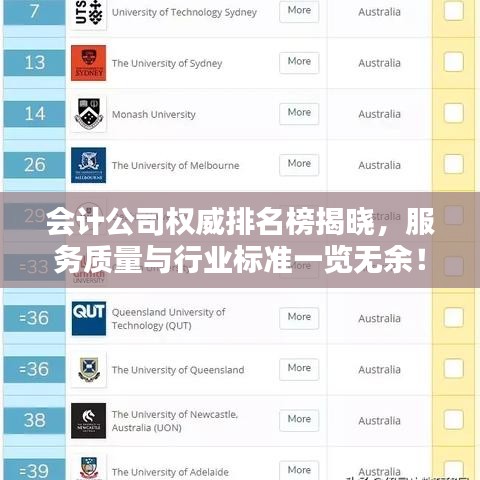 会计公司权威排名榜揭晓，服务质量与行业标准一览无余！