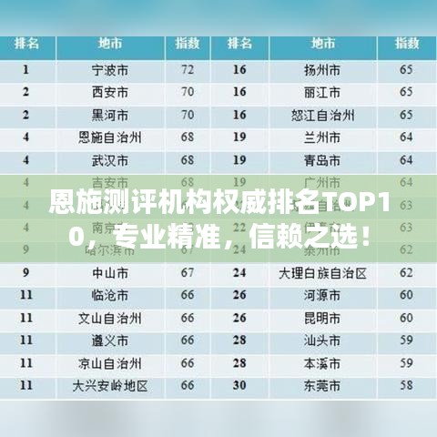 恩施测评机构权威排名TOP10，专业精准，信赖之选！