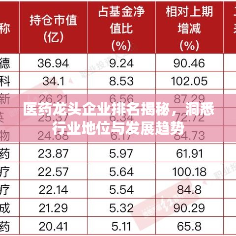 医药龙头企业排名揭秘，洞悉行业地位与发展趋势