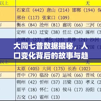 大同七普数据揭秘，人口变化背后的故事与趋势分析
