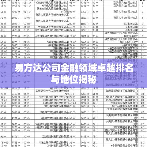 易方达公司金融领域卓越排名与地位揭秘