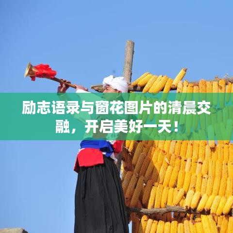 励志语录与窗花图片的清晨交融，开启美好一天！