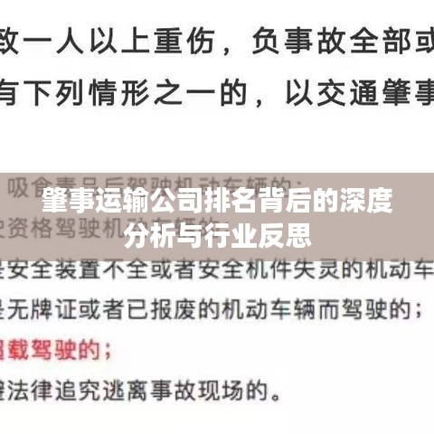 肇事运输公司排名背后的深度分析与行业反思
