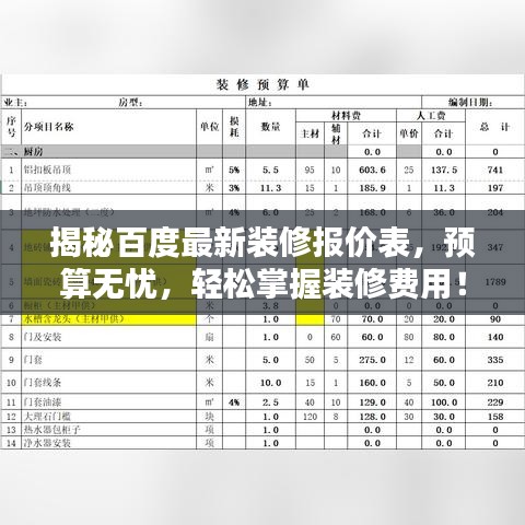 揭秘百度最新装修报价表，预算无忧，轻松掌握装修费用！