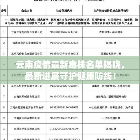 云南疫情最新毒株名单揭晓，最新进展守护健康防线！