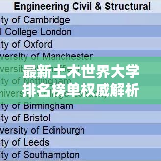 最新土木世界大学排名榜单权威解析！